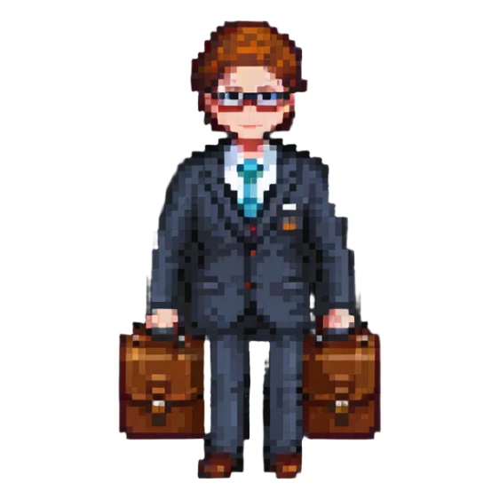 pixel art lawyer with a briefcase sticker
