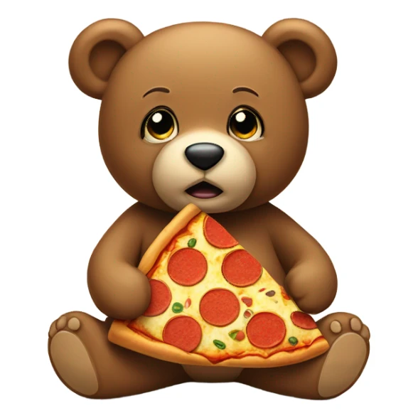 Teddy bear eating pizza sticker