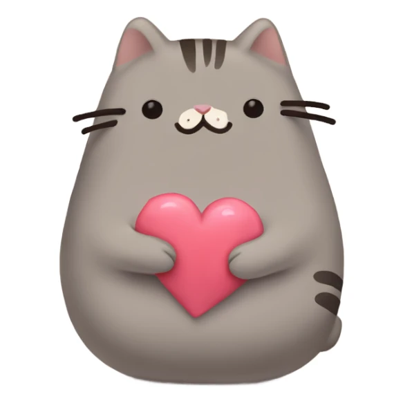 pusheen with heart sticker