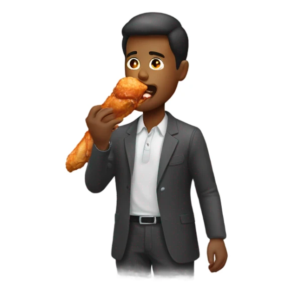 man eating chicken leg sticker