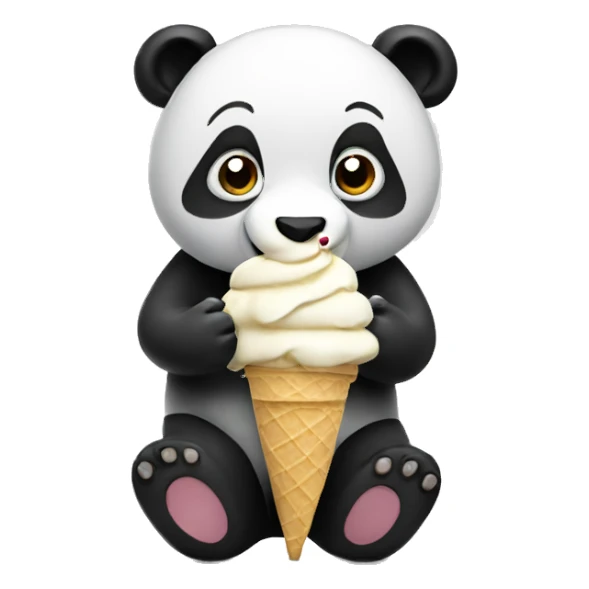 Panda eating ice cream sticker