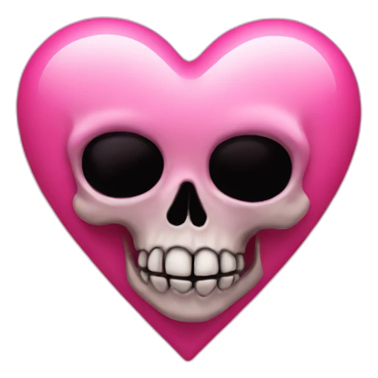 pink heart with skull on top sticker