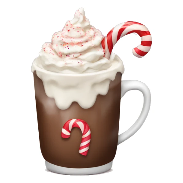 Hot cocoa with cream and candy cane sticker