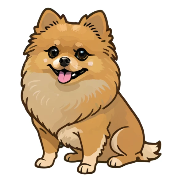  Tan Pomeranian under a rainbow sticker