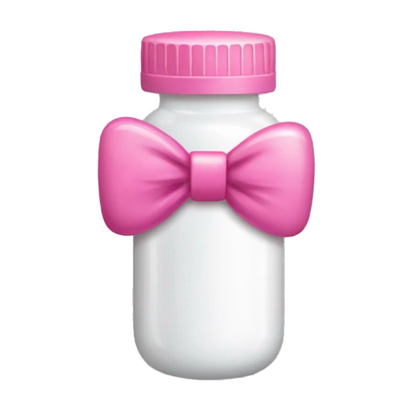 Pill bottle with pink bow sticker