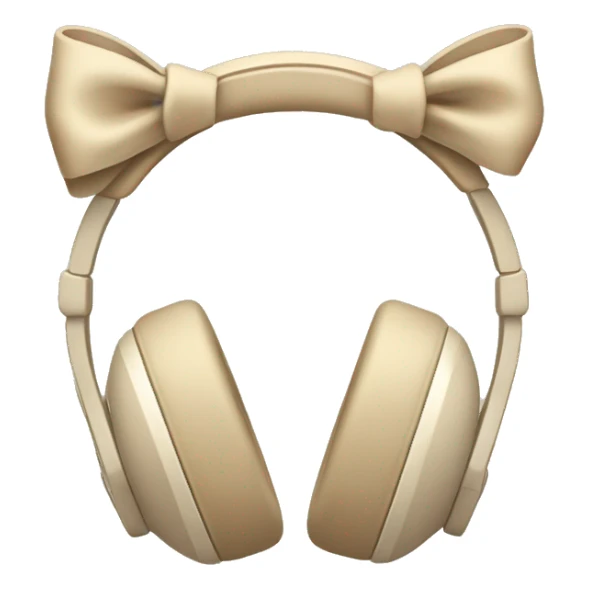 beige apple headphones with beige bows sticker