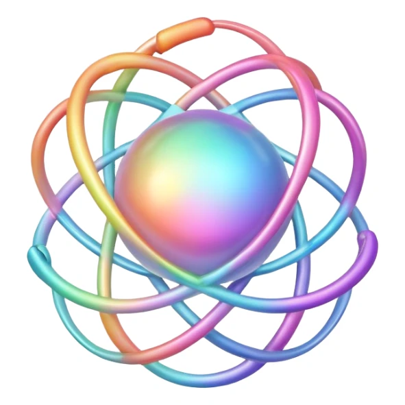 Pastel rainbow atom sticker