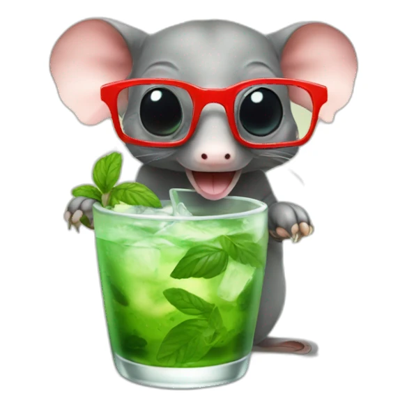 Elephant Shrew with glasses drinking mojito sticker