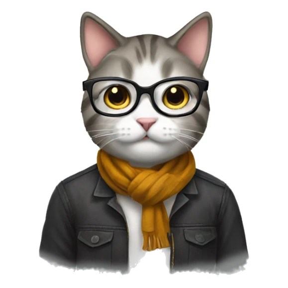 student cat glasses book sticker
