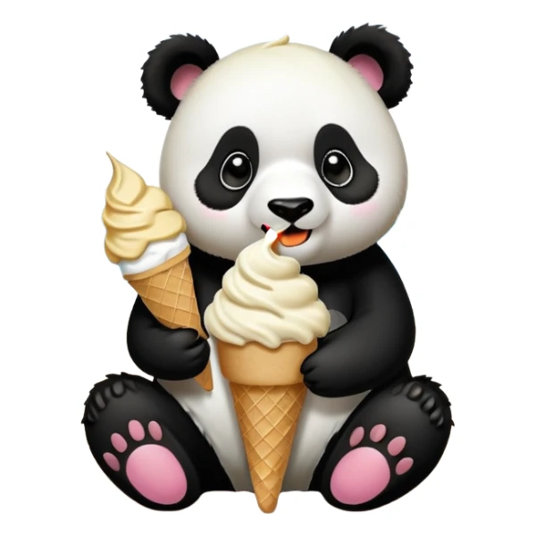 Panda eating ice cream on the beach sticker