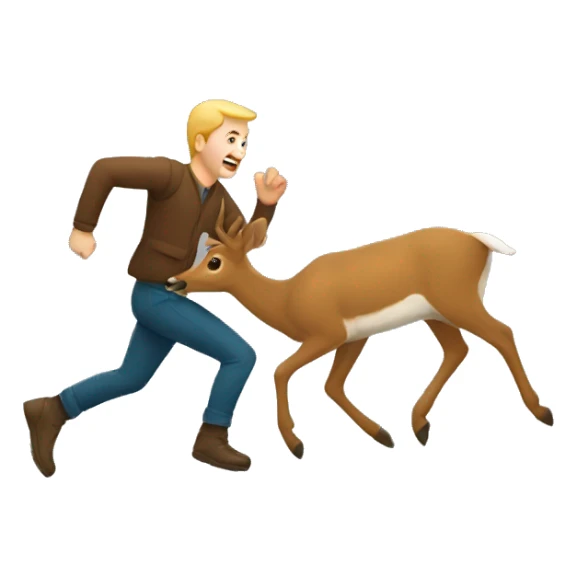 Guy chasing deer sticker