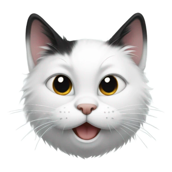 White and black cat, furry, winking one eye  sticker