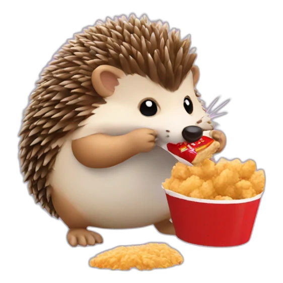 Hedgehog eating KFC sticker