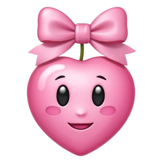 Light Pink cherry emoji with pink bow sticker