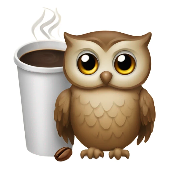 Owl and coffee sticker