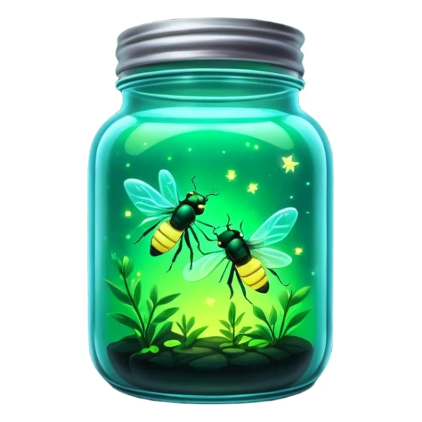 Two fireflies in a glass jar sticker