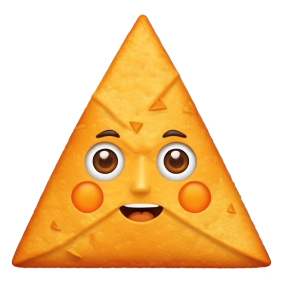 a Dorito with a face sticker