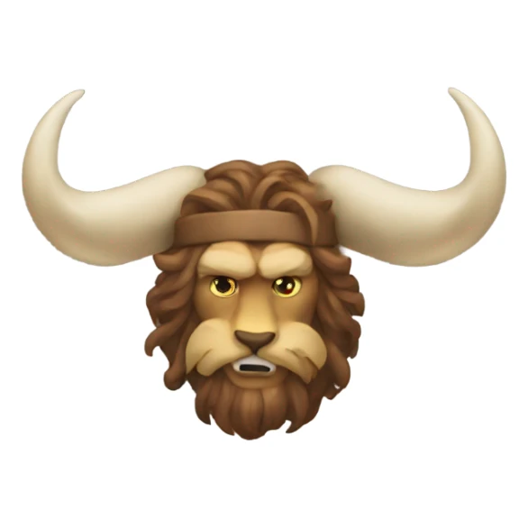 Viking horns poking lion sticker