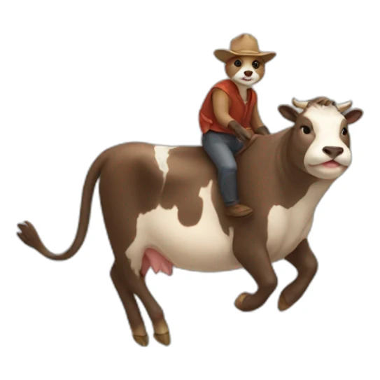 Otter riding a cow sticker