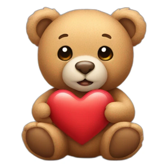 teddy bear holding a heart sticker