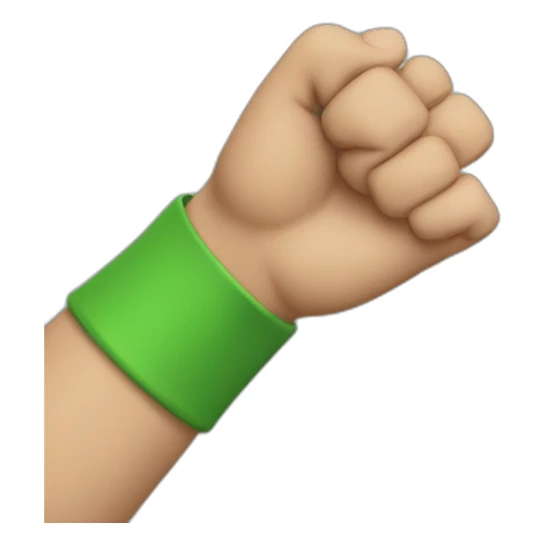 Arm with a green shirt sticker