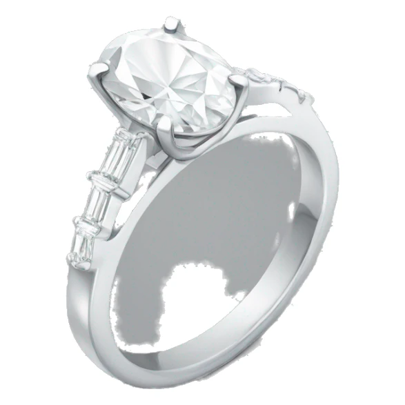 Oval diamond ring with silver band sticker