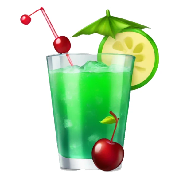 Green cocktail with cherry sticker