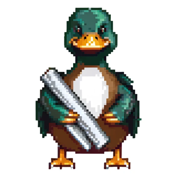 mallard duck holding silver duct tape sticker