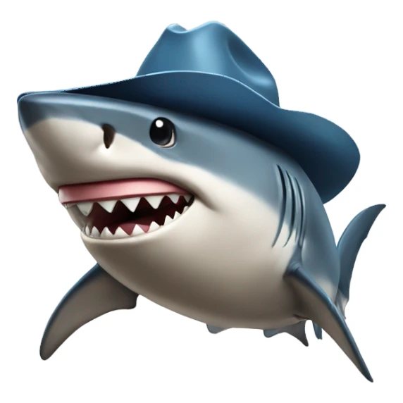 Shark with a cowboy hat sticker