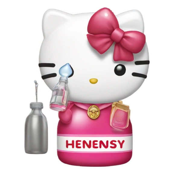 Hello kitty crying with tears holding Hennessy😭  sticker