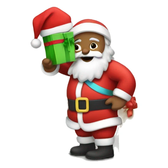 Santa putting presents under a Christmas tree		 sticker