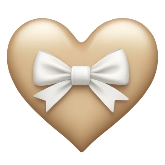 beige heart with white bow sticker