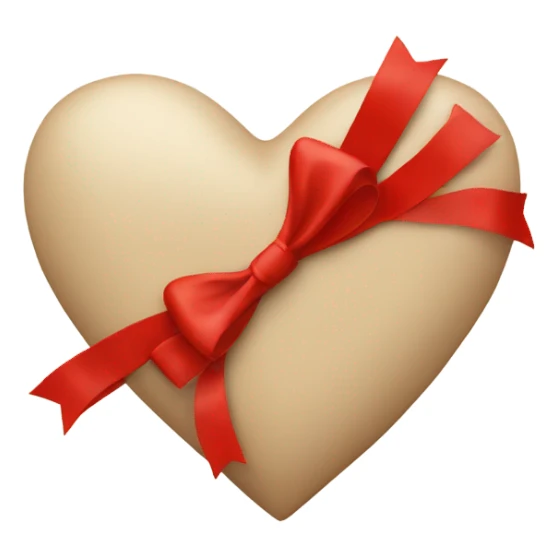 heart beige with red bow sticker