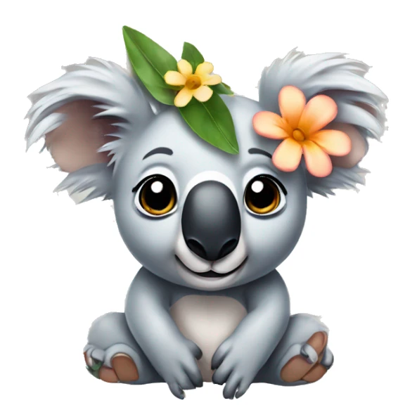 Koala with flower on head sticker