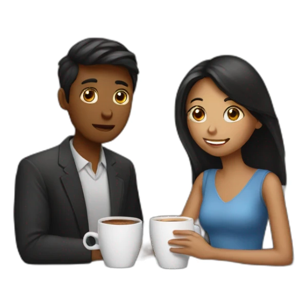 having coffee with girl in date nigt sticker