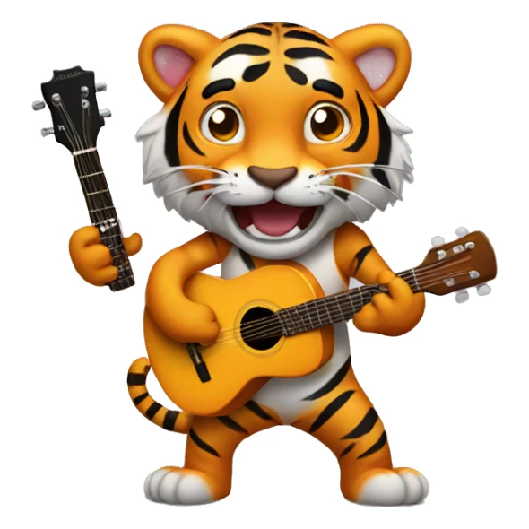 Tiger playing guitar sticker