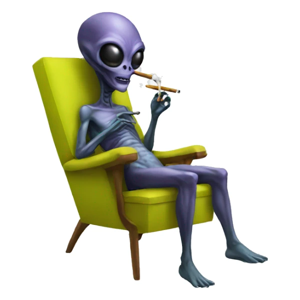 Alien smoking on chair sticker