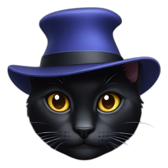 a black cat with a hat sticker