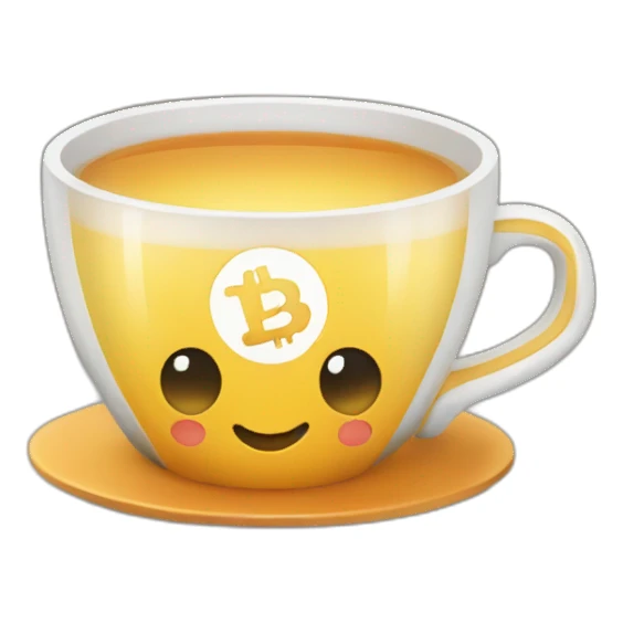 a crypto token with a tea cup icon sticker