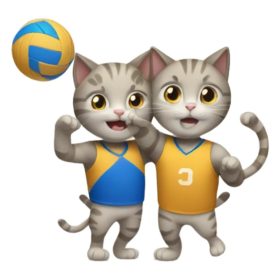 two cats playing volleyball sticker