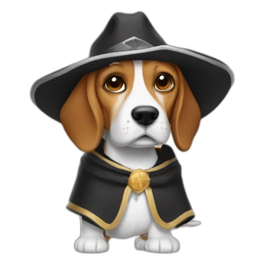 beagle with priest's robe and cowboy hat sticker