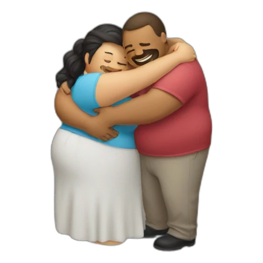overweight couple hugging sticker