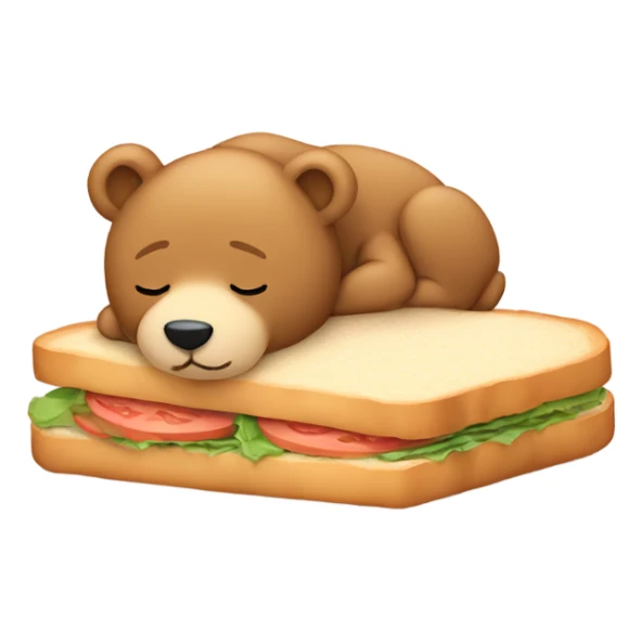 Sleeping teddy bear leaning against a sandwich  sticker