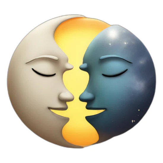 Sun and moon kissing sticker