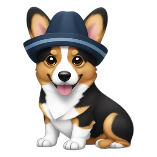 Corgi negro con gorro de marinero sticker