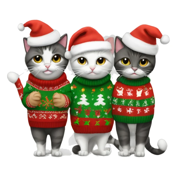 5 cats in christmas sweaters sticker