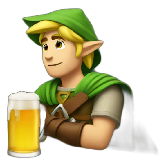 Link drinking a beer sticker