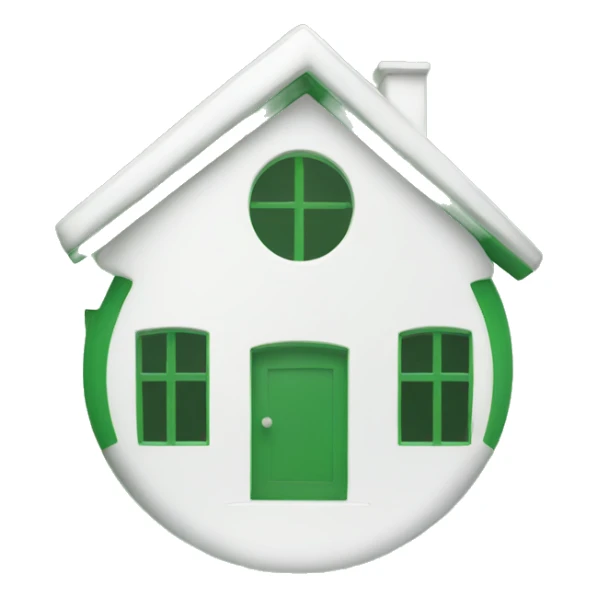 white home icon on green round background sticker