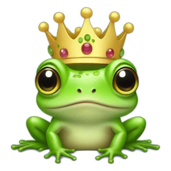 Baby frog wearing a crown sticker