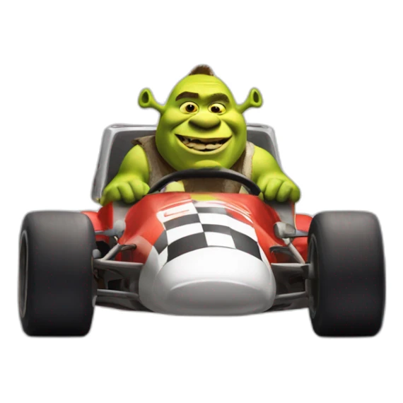 Shrek in a racing car sticker